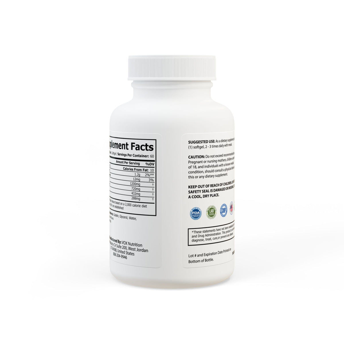 Omega 3 Fish Oil Supplement (60 Softgels) by Solana Deads