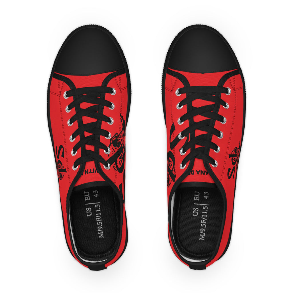 Red Script SD Low Top Sneakers — Men's Casual Canvas Shoes
