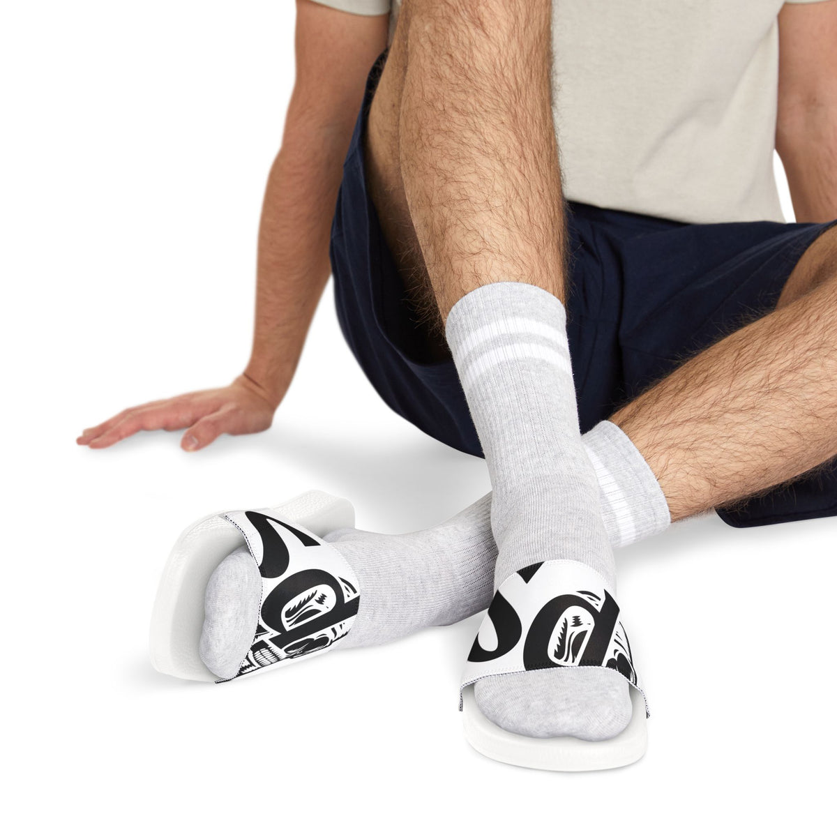 Men's Graphic Slide Sandals — Removable Strap,