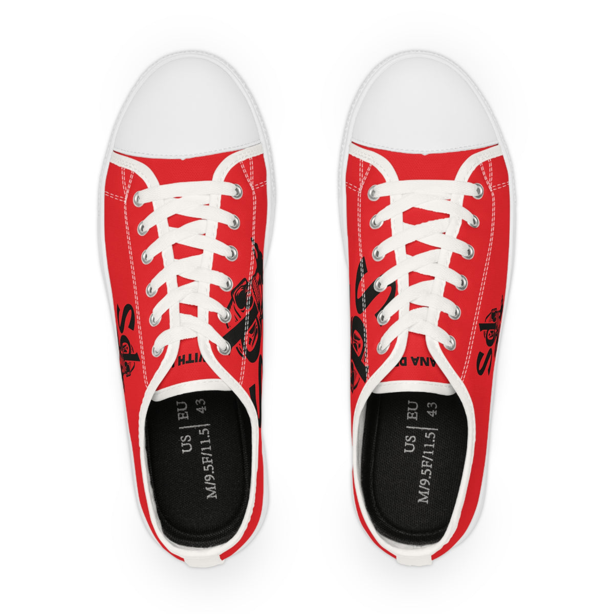 Red Script SD Low Top Sneakers — Men's Casual Canvas Shoes
