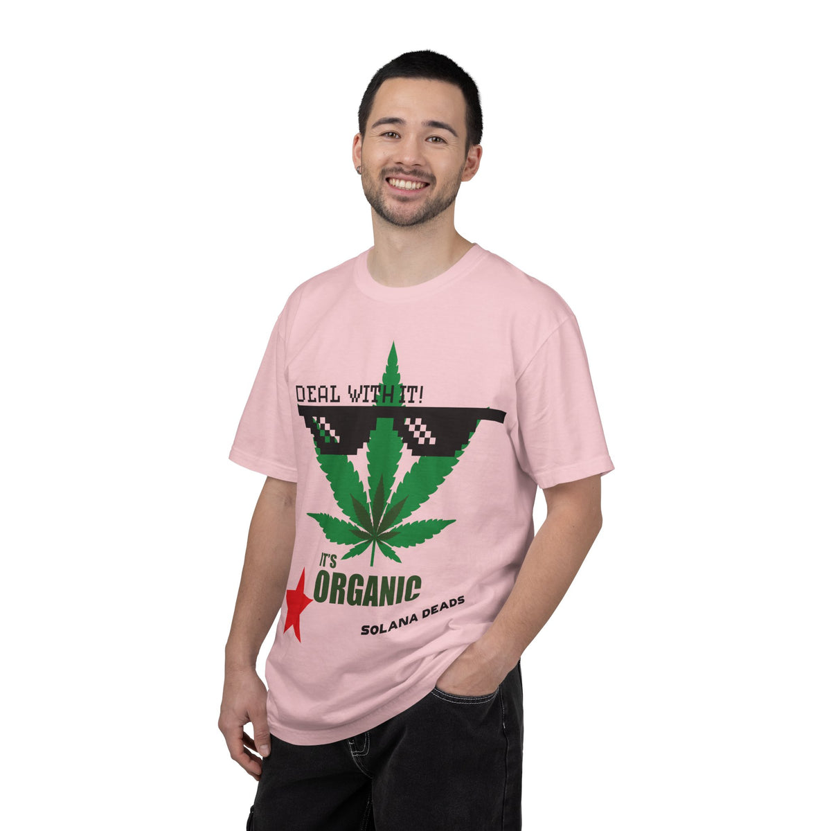 Organic Leaf T-Shirt — "Deal With It! It's Organic" Cannabis Graphic Tee